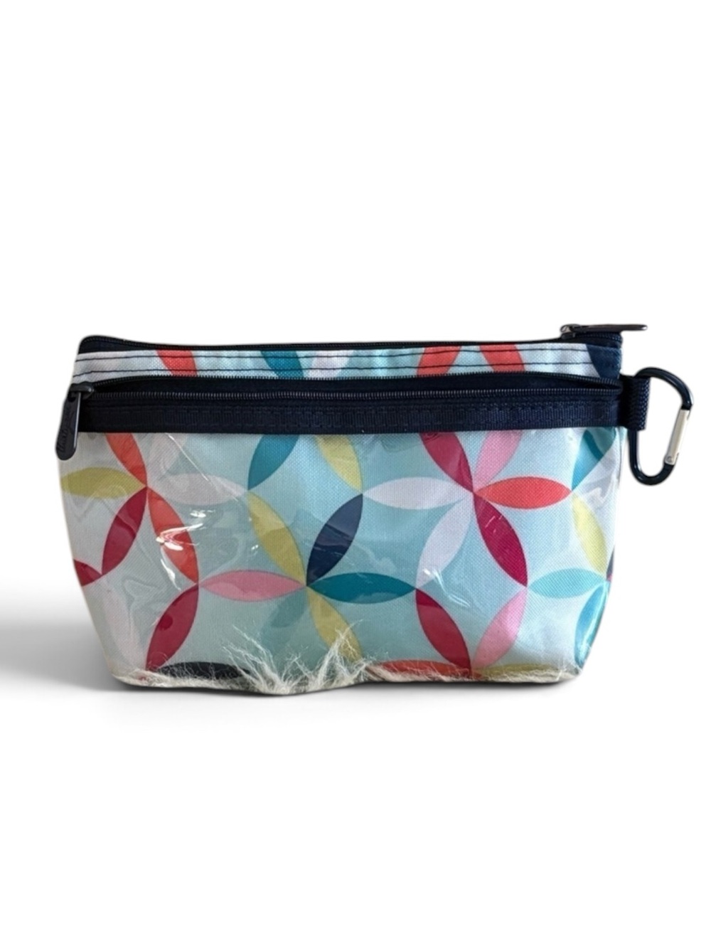 Thirty-One Blue Multicolor Floral Cosmetic Bag